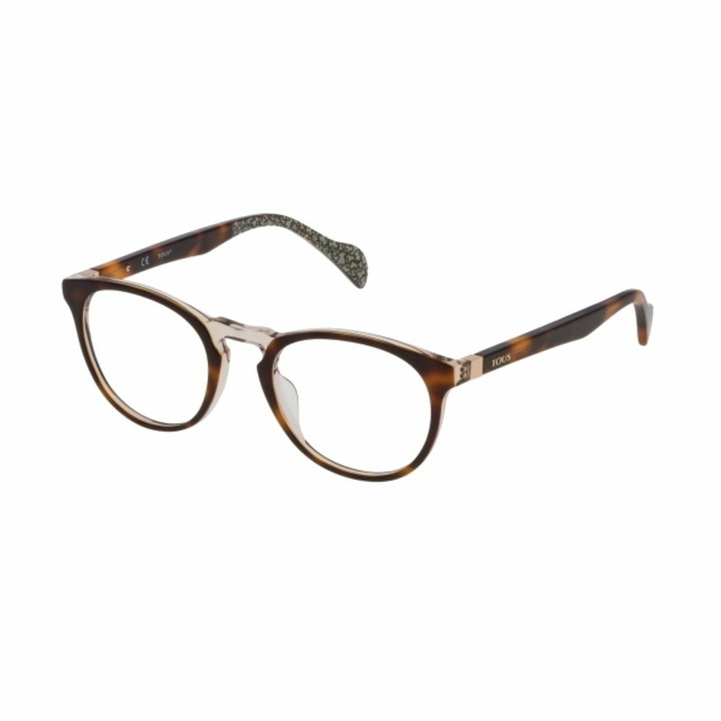 Tous VTOA22-09W2 Havana Crystal Oval Women's Acetate Eyeglasses showcasing elegant design and high-quality acetate material.